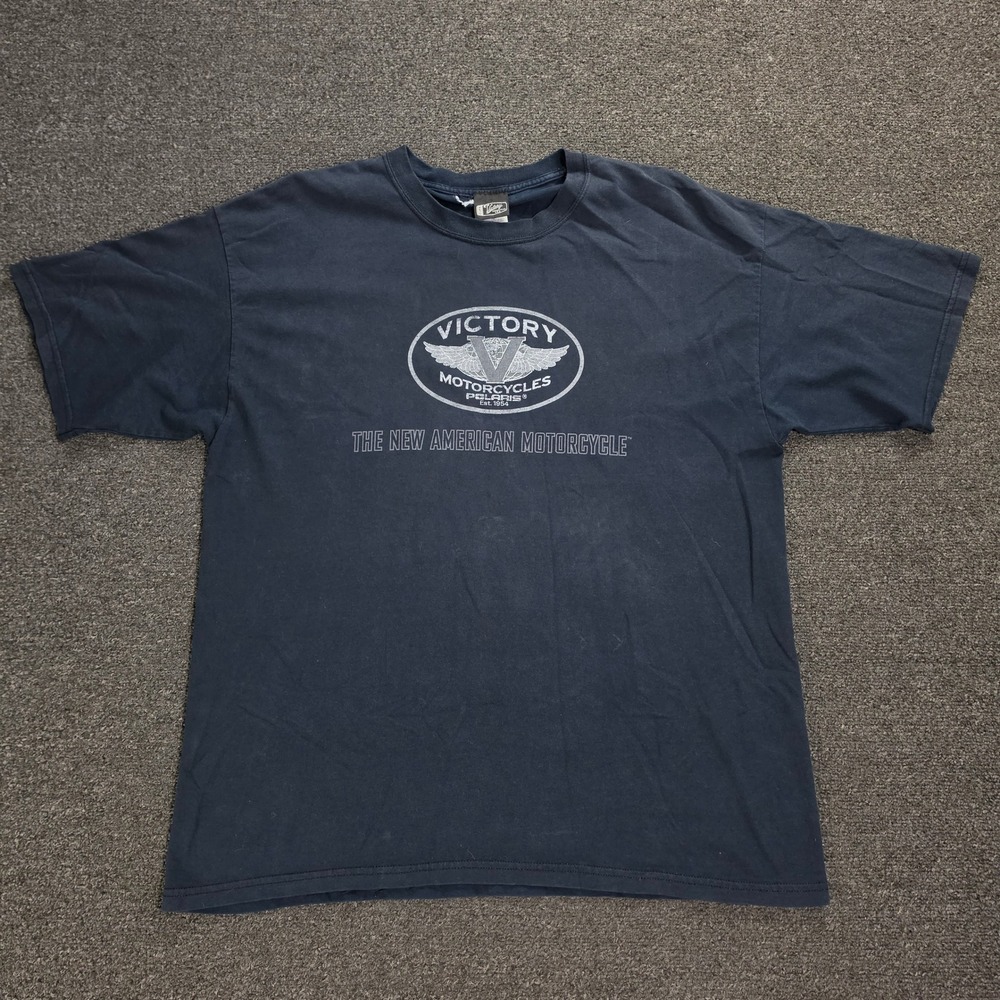 Victory Motorcycles T-Shirt Mens XL Blue Graphic Polaris Douglas Frye 3930